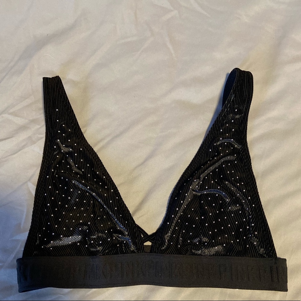 VS PINK bralette L (black with studs)